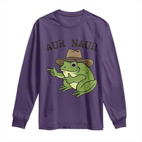 AUR Naur Cowboy Frog Meme Long Sleeve Shirt Funny Sarcastic Oh No Australian Accent
