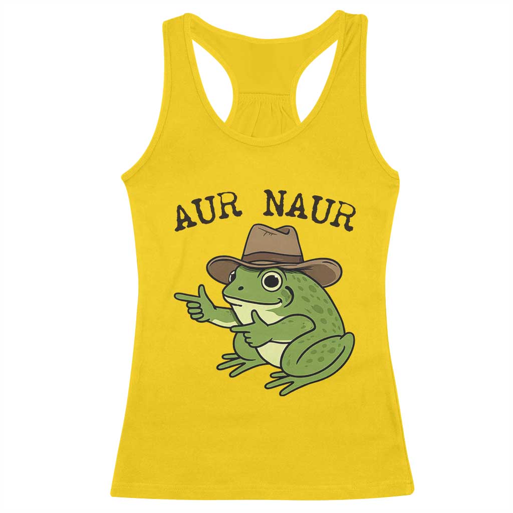 AUR Naur Cowboy Frog Meme Racerback Tank Top Funny Sarcastic Oh No Australian Accent
