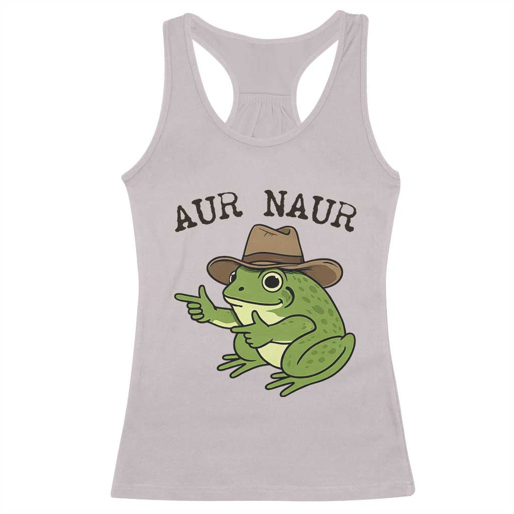 AUR Naur Cowboy Frog Meme Racerback Tank Top Funny Sarcastic Oh No Australian Accent