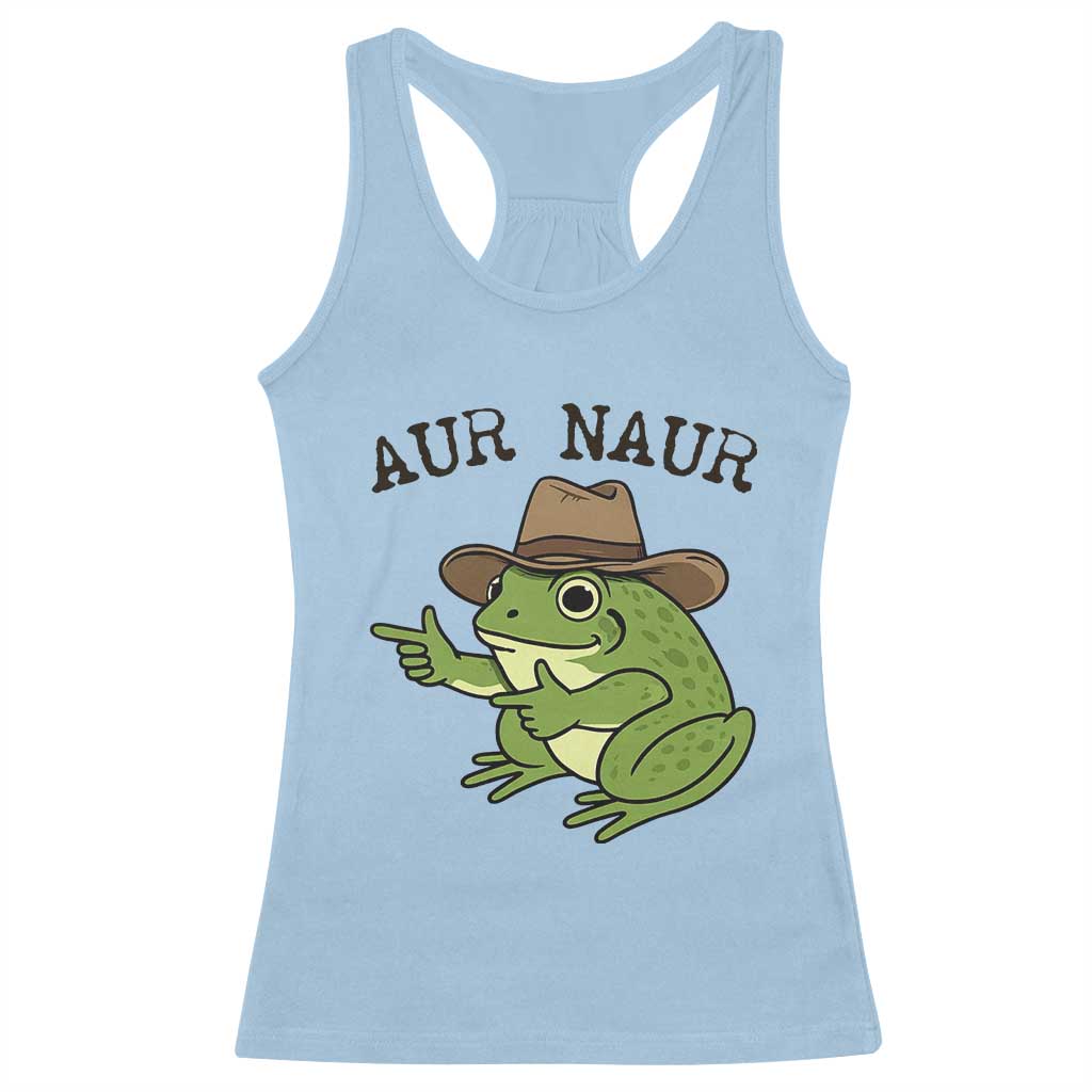 AUR Naur Cowboy Frog Meme Racerback Tank Top Funny Sarcastic Oh No Australian Accent