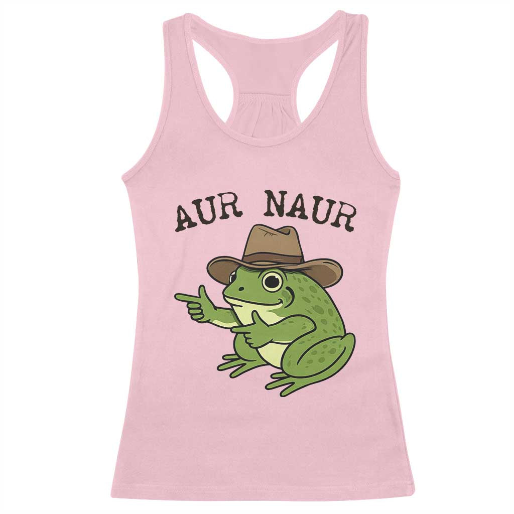 AUR Naur Cowboy Frog Meme Racerback Tank Top Funny Sarcastic Oh No Australian Accent