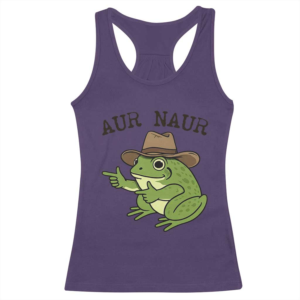 AUR Naur Cowboy Frog Meme Racerback Tank Top Funny Sarcastic Oh No Australian Accent