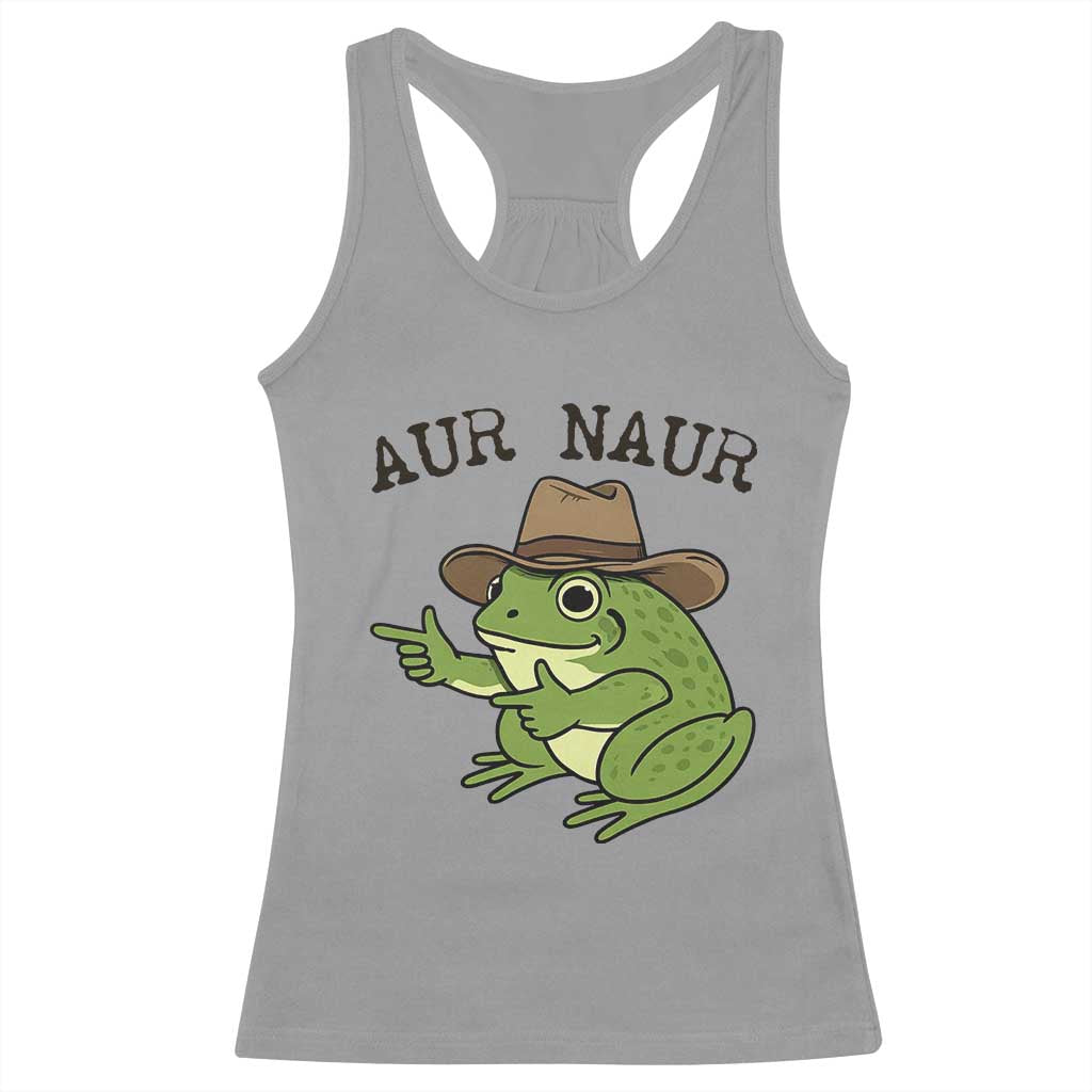 AUR Naur Cowboy Frog Meme Racerback Tank Top Funny Sarcastic Oh No Australian Accent