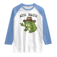 AUR Naur Cowboy Frog Meme Raglan Shirt Funny Sarcastic Oh No Australian Accent