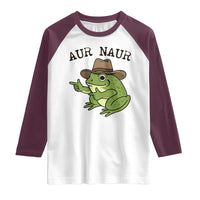 AUR Naur Cowboy Frog Meme Raglan Shirt Funny Sarcastic Oh No Australian Accent