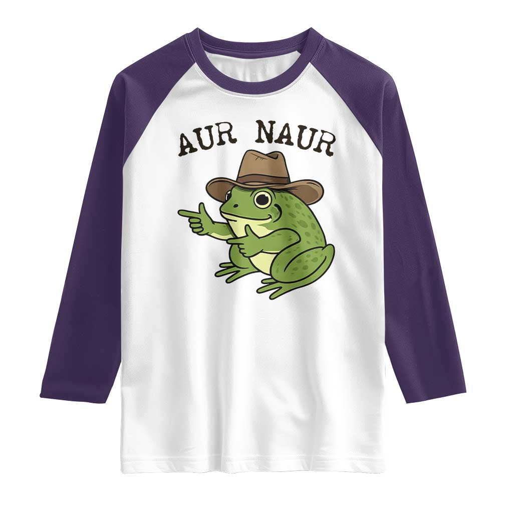 AUR Naur Cowboy Frog Meme Raglan Shirt Funny Sarcastic Oh No Australian Accent