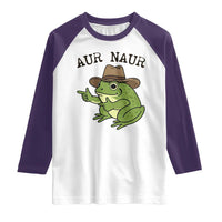 AUR Naur Cowboy Frog Meme Raglan Shirt Funny Sarcastic Oh No Australian Accent