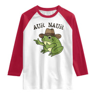 AUR Naur Cowboy Frog Meme Raglan Shirt Funny Sarcastic Oh No Australian Accent