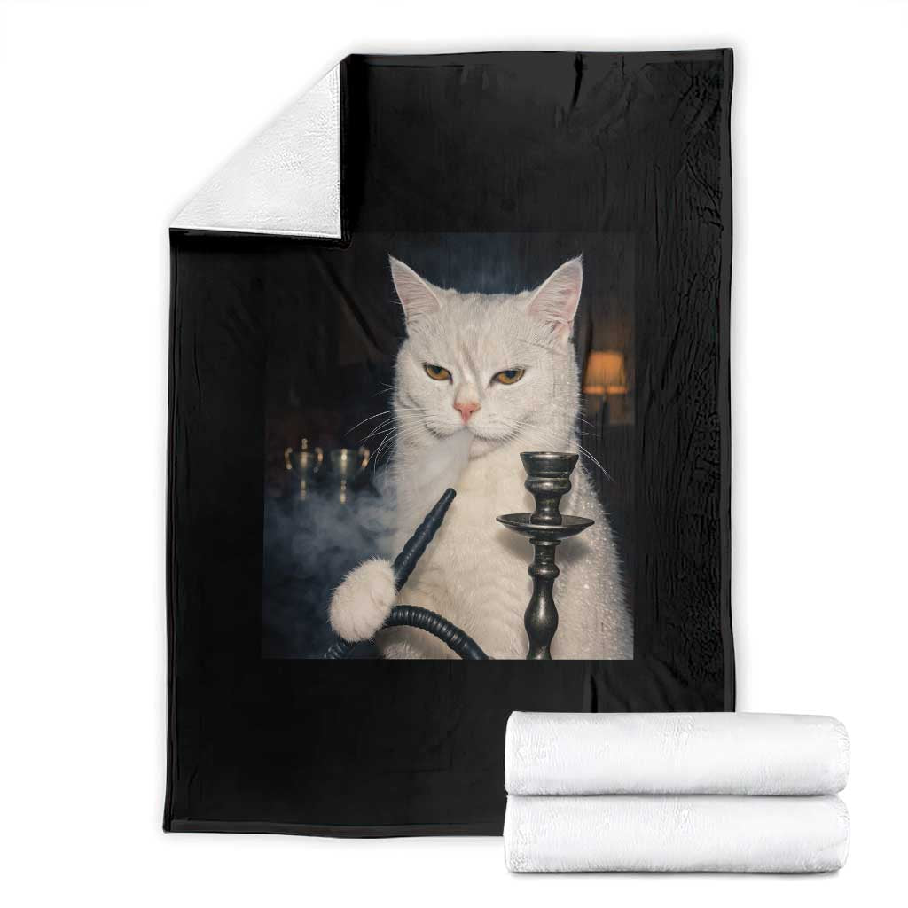 Funny Stoner Cat Throw Blanket 420 Stoner Smoking Cat Cannabis Lover Meme