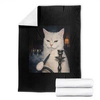 Funny Stoner Cat Throw Blanket 420 Stoner Smoking Cat Cannabis Lover Meme