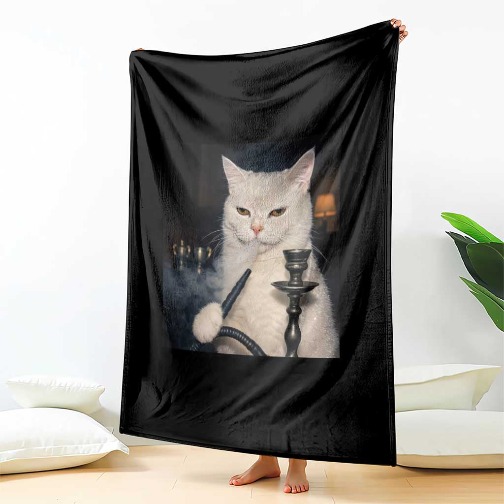 Funny Stoner Cat Throw Blanket 420 Stoner Smoking Cat Cannabis Lover Meme