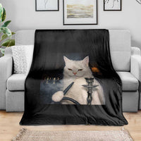 Funny Stoner Cat Throw Blanket 420 Stoner Smoking Cat Cannabis Lover Meme
