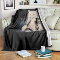 Funny Stoner Cat Throw Blanket 420 Stoner Smoking Cat Cannabis Lover Meme