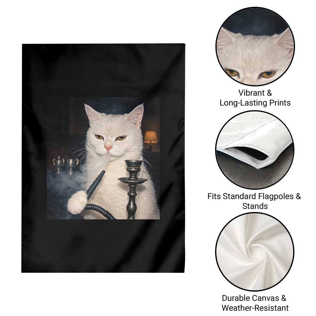 Funny Stoner Cat Garden Flag 420 Stoner Smoking Cat Cannabis Lover Meme