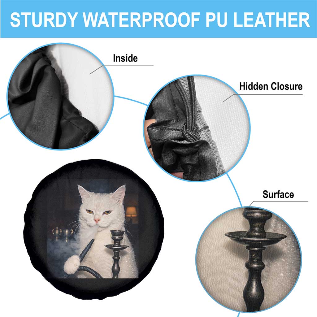 Funny Stoner Cat Spare Tire Cover 420 Stoner Smoking Cat Cannabis Lover Meme