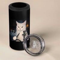 Funny Stoner Cat 4 in 1 Can Cooler Tumbler 420 Stoner Smoking Cat Cannabis Lover Meme