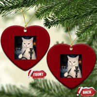 Funny Stoner Cat Ceramic Ornament 420 Stoner Smoking Cat Cannabis Lover Meme