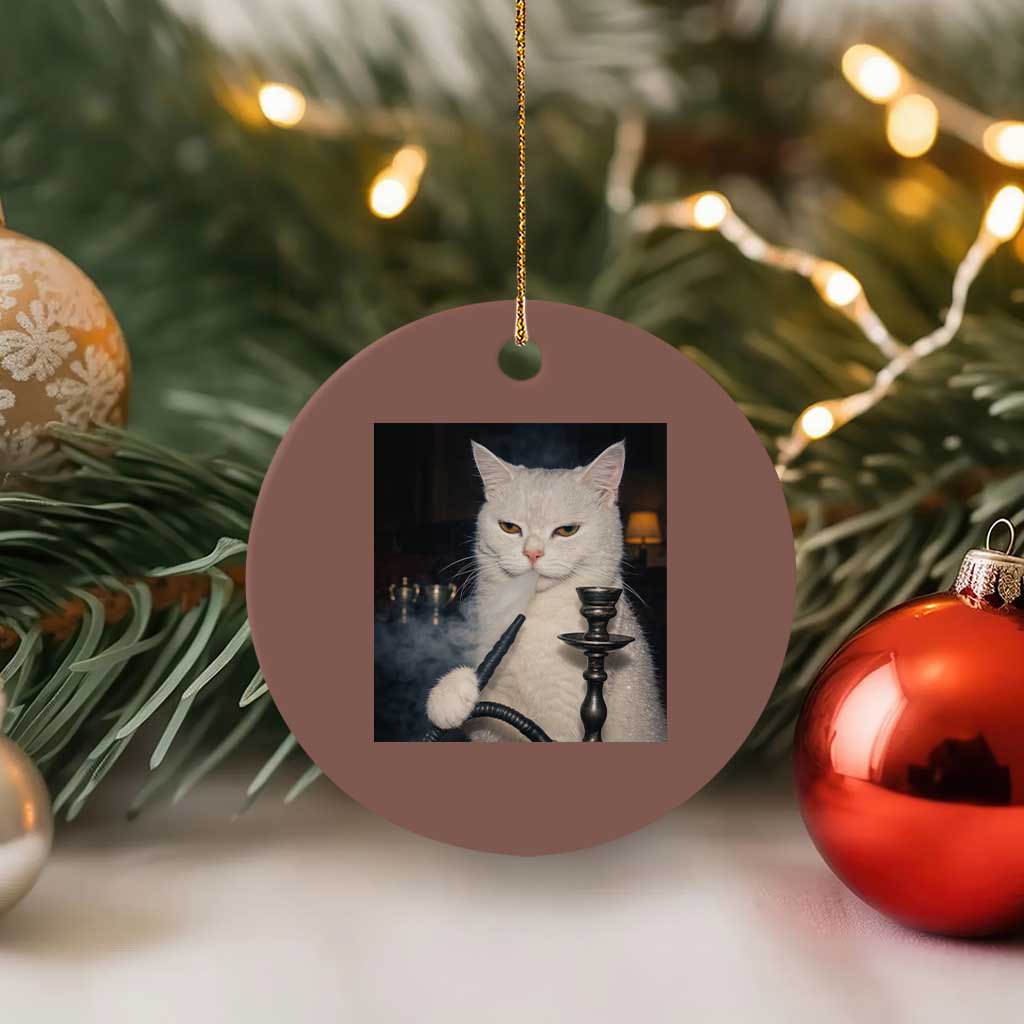 Funny Stoner Cat Ceramic Ornament 420 Stoner Smoking Cat Cannabis Lover Meme