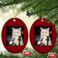Funny Stoner Cat Ceramic Ornament 420 Stoner Smoking Cat Cannabis Lover Meme
