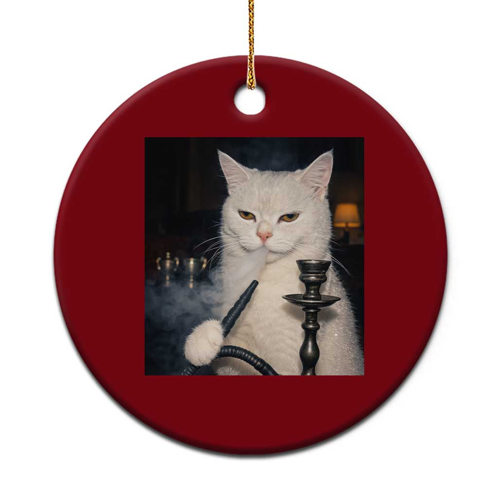 Funny Stoner Cat Ceramic Ornament 420 Stoner Smoking Cat Cannabis Lover Meme