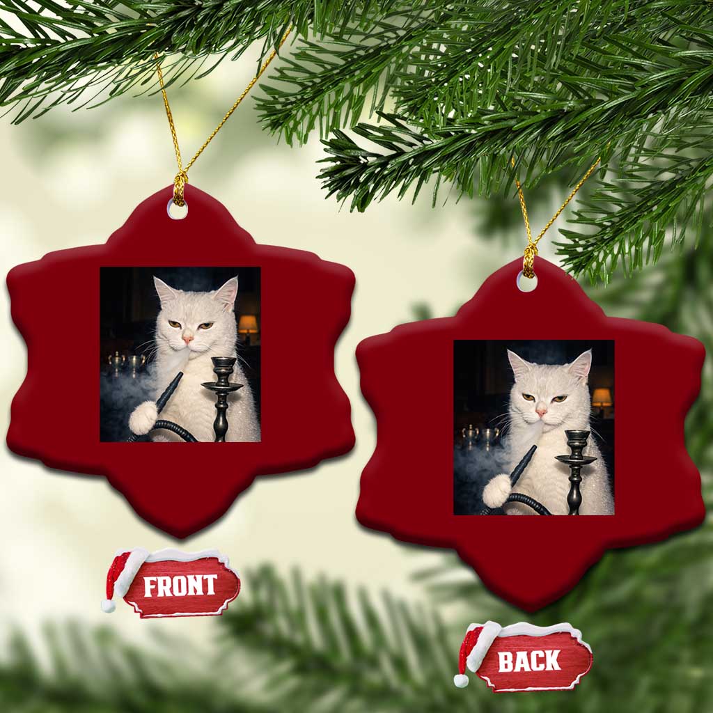 Funny Stoner Cat Ceramic Ornament 420 Stoner Smoking Cat Cannabis Lover Meme