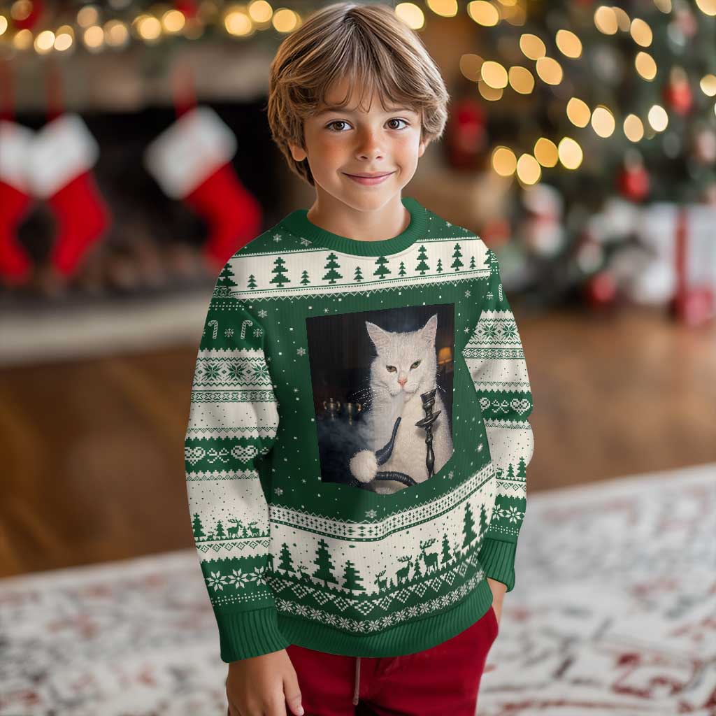 Funny Stoner Cat Ugly Christmas Sweater 420 Stoner Smoking Cat Cannabis Lover Meme
