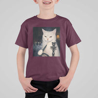 Funny Stoner Cat T Shirt For Kid 420 Stoner Smoking Cat Cannabis Lover Meme
