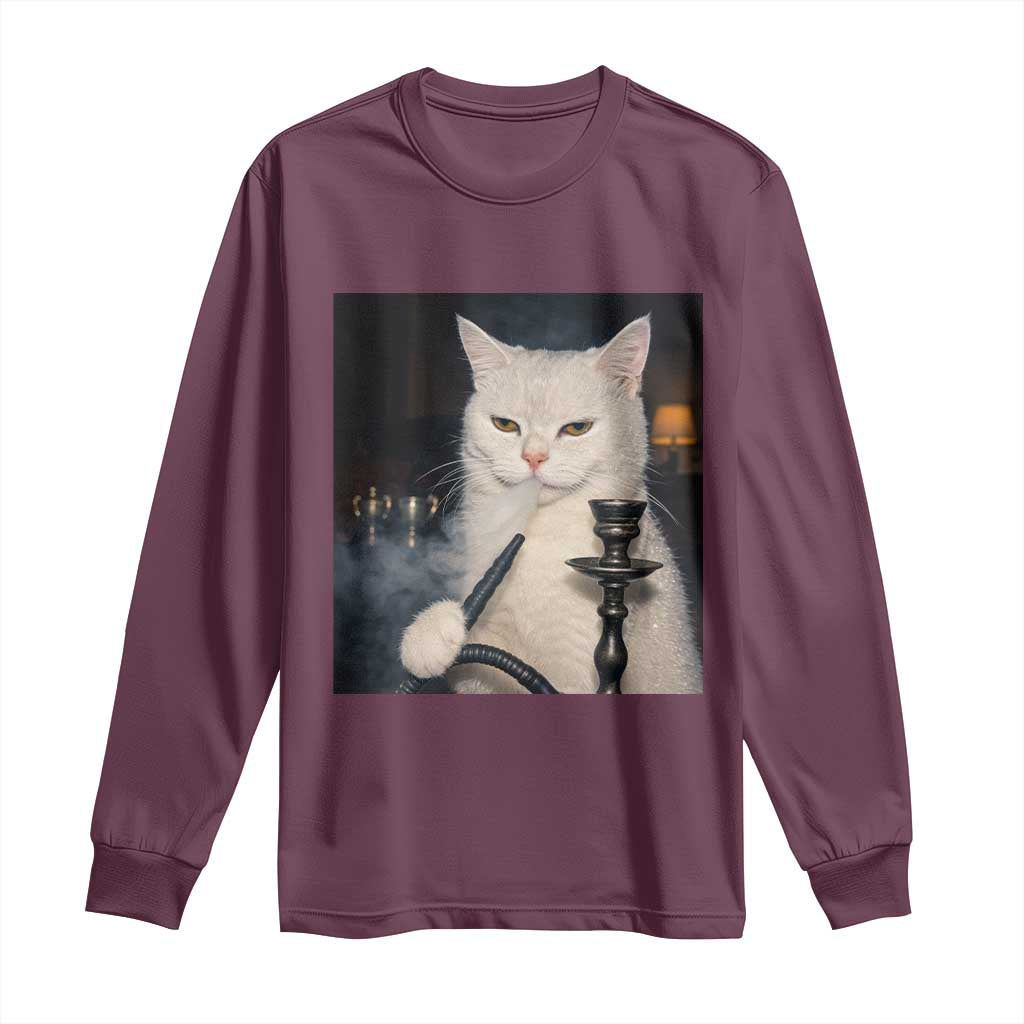 Funny Stoner Cat Long Sleeve Shirt 420 Stoner Smoking Cat Cannabis Lover Meme