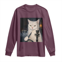 Funny Stoner Cat Long Sleeve Shirt 420 Stoner Smoking Cat Cannabis Lover Meme