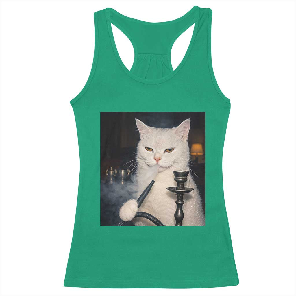 Funny Stoner Cat Racerback Tank Top 420 Stoner Smoking Cat Cannabis Lover Meme