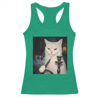 Funny Stoner Cat Racerback Tank Top 420 Stoner Smoking Cat Cannabis Lover Meme