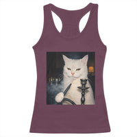 Funny Stoner Cat Racerback Tank Top 420 Stoner Smoking Cat Cannabis Lover Meme