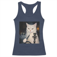 Funny Stoner Cat Racerback Tank Top 420 Stoner Smoking Cat Cannabis Lover Meme