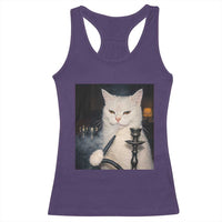 Funny Stoner Cat Racerback Tank Top 420 Stoner Smoking Cat Cannabis Lover Meme