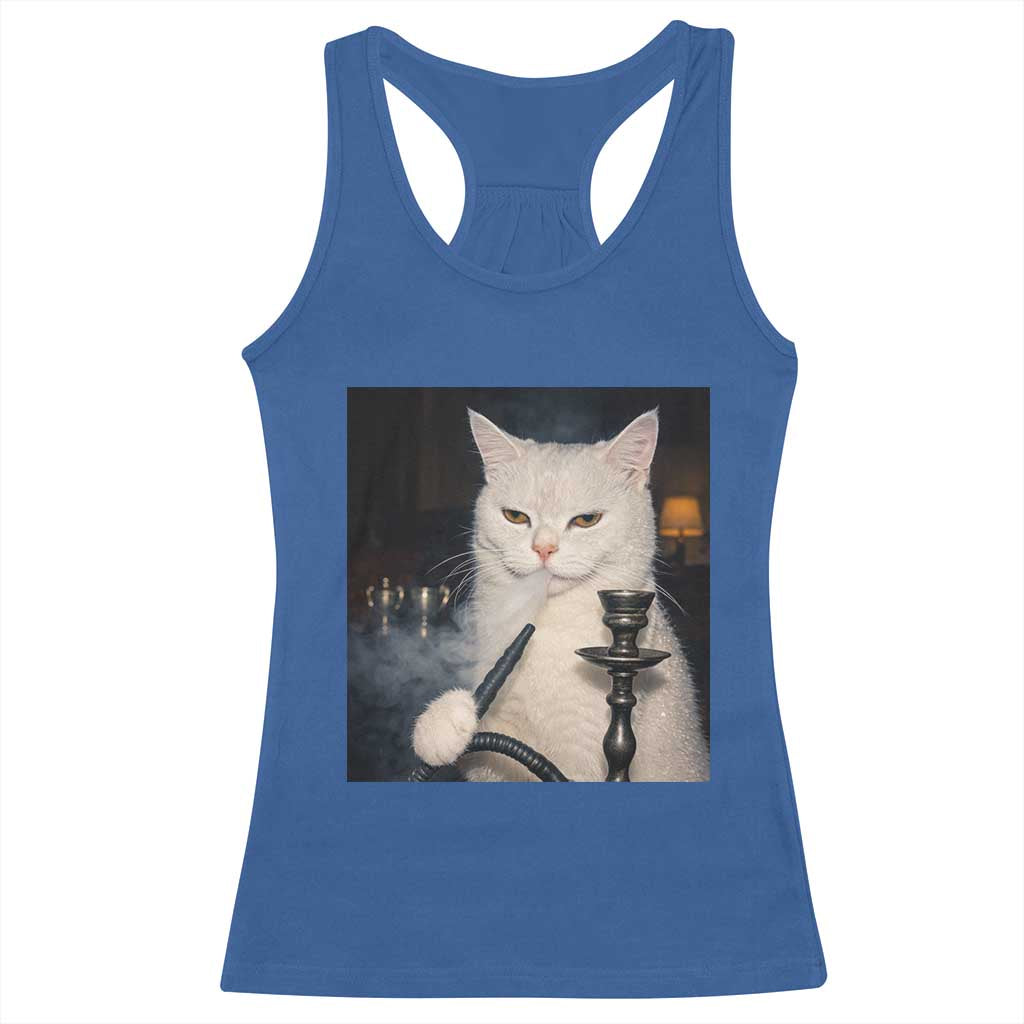 Funny Stoner Cat Racerback Tank Top 420 Stoner Smoking Cat Cannabis Lover Meme