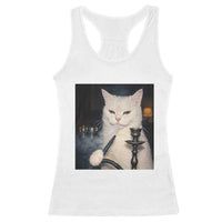 Funny Stoner Cat Racerback Tank Top 420 Stoner Smoking Cat Cannabis Lover Meme