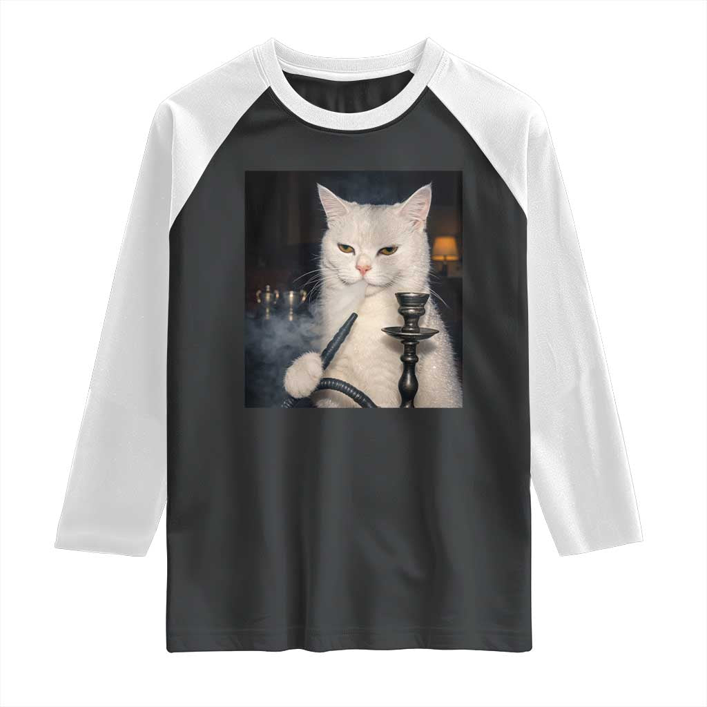 Funny Stoner Cat Raglan Shirt 420 Stoner Smoking Cat Cannabis Lover Meme