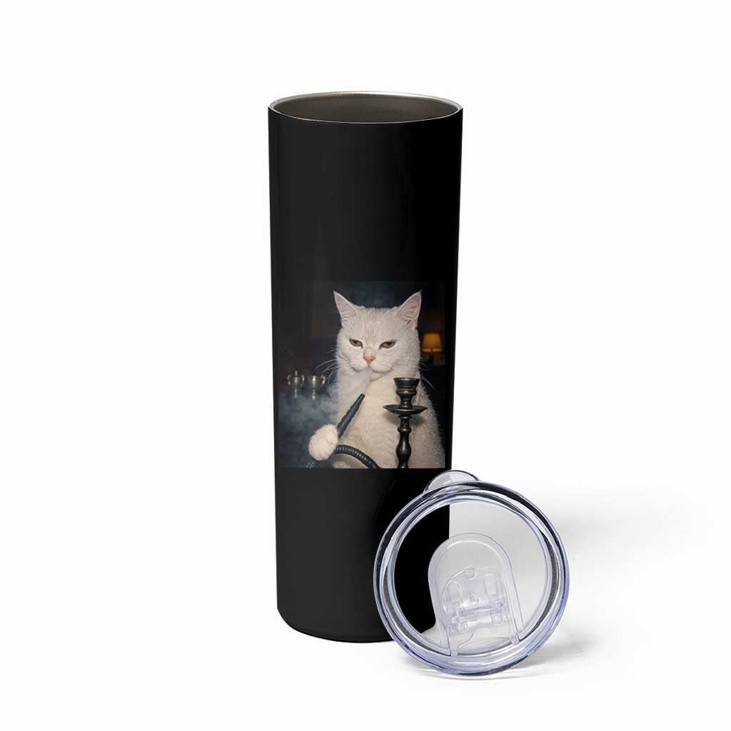 Funny Stoner Cat Skinny Tumbler 420 Stoner Smoking Cat Cannabis Lover Meme