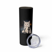 Funny Stoner Cat Skinny Tumbler 420 Stoner Smoking Cat Cannabis Lover Meme