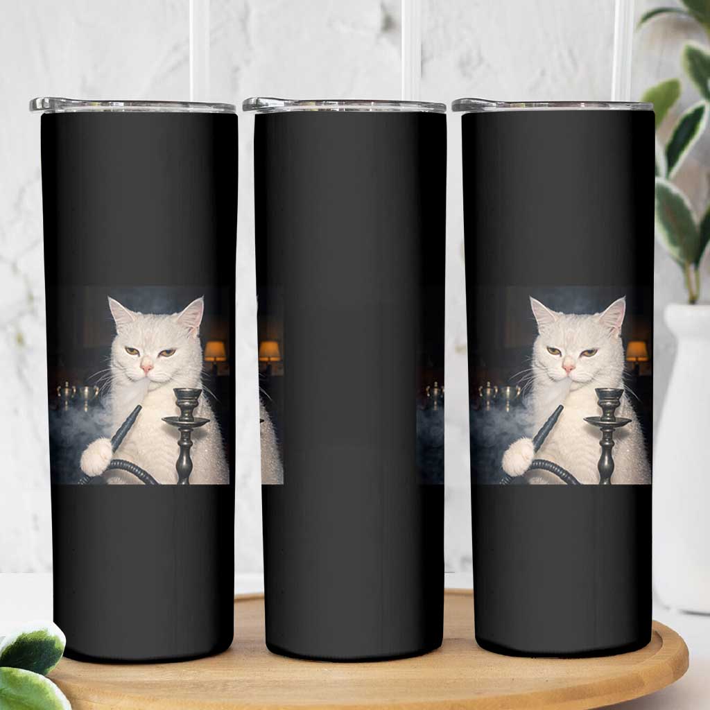 Funny Stoner Cat Skinny Tumbler 420 Stoner Smoking Cat Cannabis Lover Meme