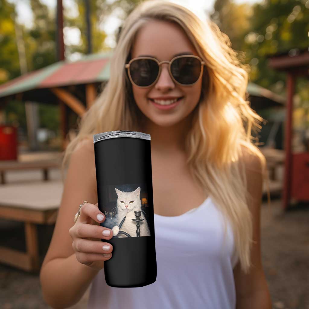 Funny Stoner Cat Skinny Tumbler 420 Stoner Smoking Cat Cannabis Lover Meme
