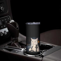 Funny Stoner Cat Skinny Tumbler 420 Stoner Smoking Cat Cannabis Lover Meme