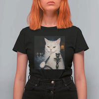 Funny Stoner Cat T Shirt For Women 420 Stoner Smoking Cat Cannabis Lover Meme
