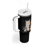 Funny Stoner Cat Tumbler With Handle 420 Stoner Smoking Cat Cannabis Lover Meme