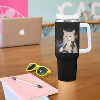 Funny Stoner Cat Tumbler With Handle 420 Stoner Smoking Cat Cannabis Lover Meme