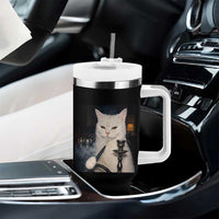 Funny Stoner Cat Tumbler With Handle 420 Stoner Smoking Cat Cannabis Lover Meme