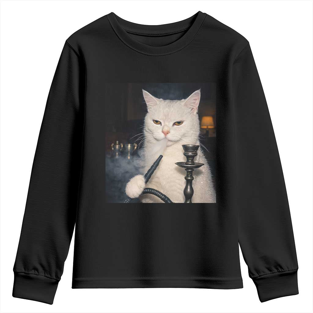 Funny Stoner Cat Youth Sweatshirt 420 Stoner Smoking Cat Cannabis Lover Meme
