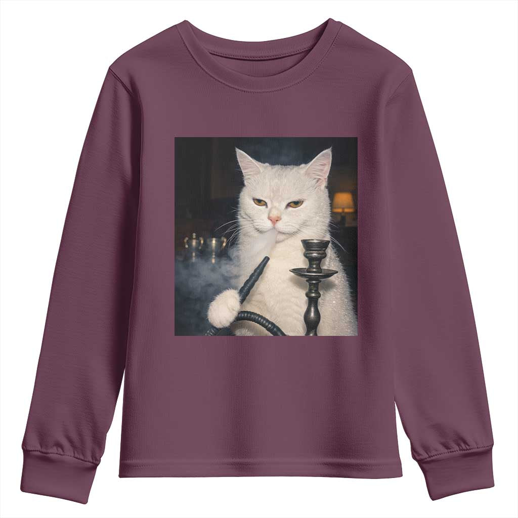 Funny Stoner Cat Youth Sweatshirt 420 Stoner Smoking Cat Cannabis Lover Meme