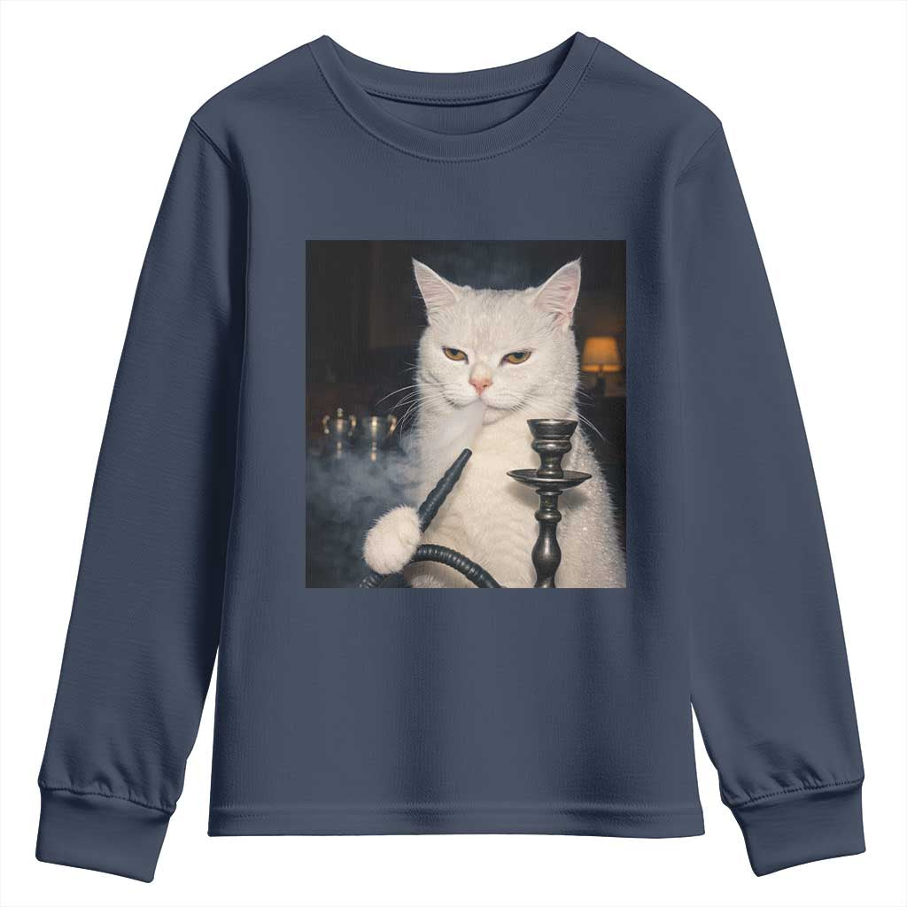 Funny Stoner Cat Youth Sweatshirt 420 Stoner Smoking Cat Cannabis Lover Meme