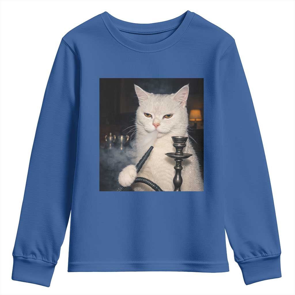 Funny Stoner Cat Youth Sweatshirt 420 Stoner Smoking Cat Cannabis Lover Meme